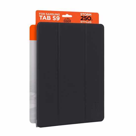 Picture of Eiger Eiger Storm 250m Stylus Case for Samsung Tab S9 / S9 FE in Black in Retail Sleeve